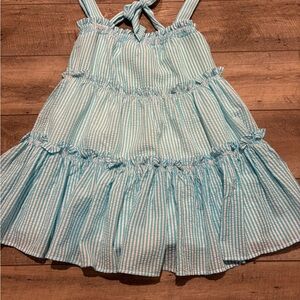 Mustard Seed sundress with Aqua and White Textured Fabric